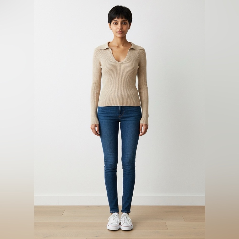 Mango Beige Ribbed Sweater - Picture 2 of 4